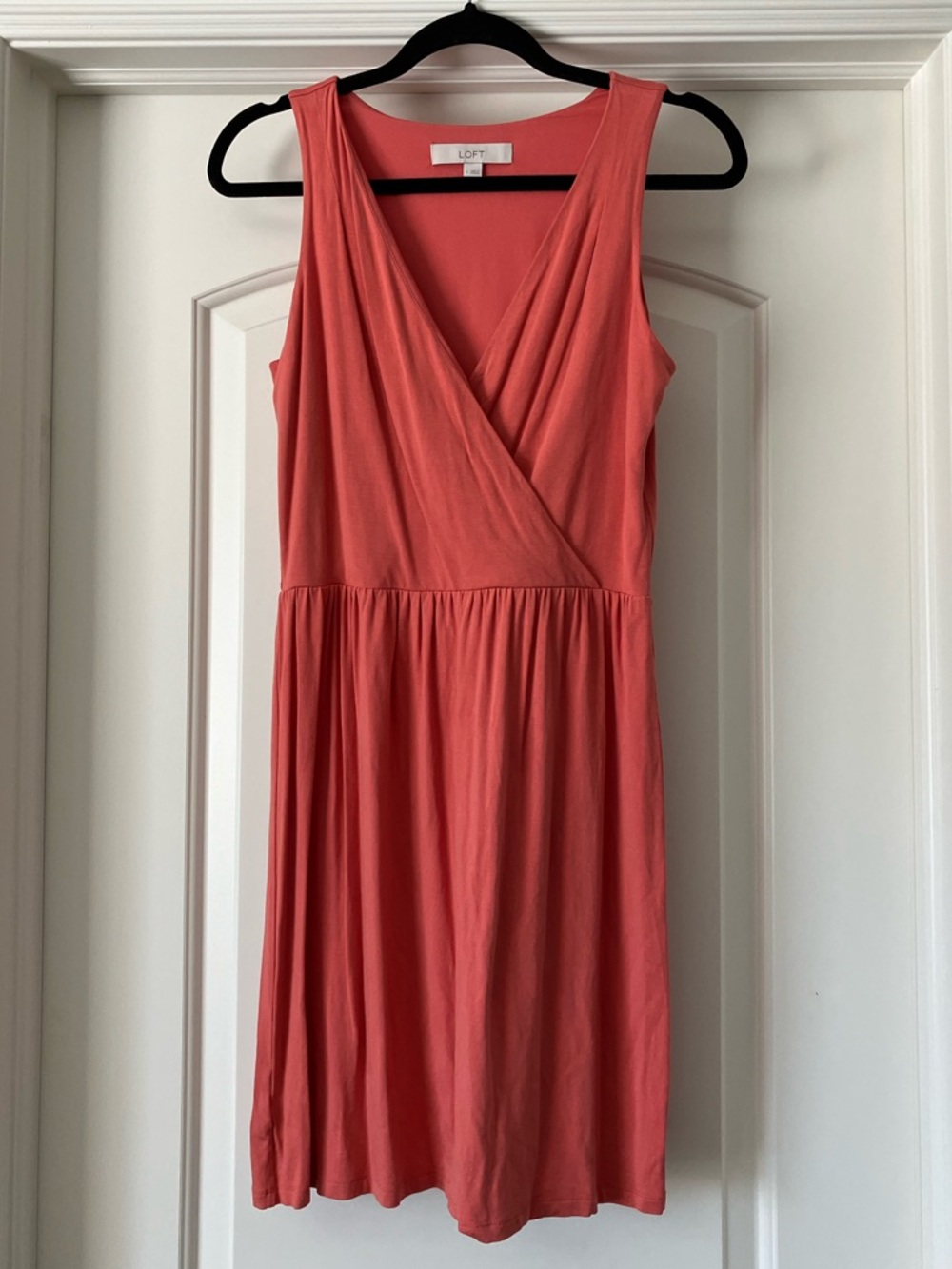 LOFT Coral Pink Sleeveless Faux-Wrap Dress